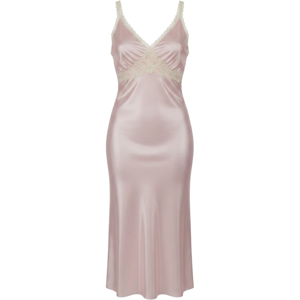 Miss Elaine Vintage Pink Antron Nylon Lace Empire Waist Nightgown Med USA